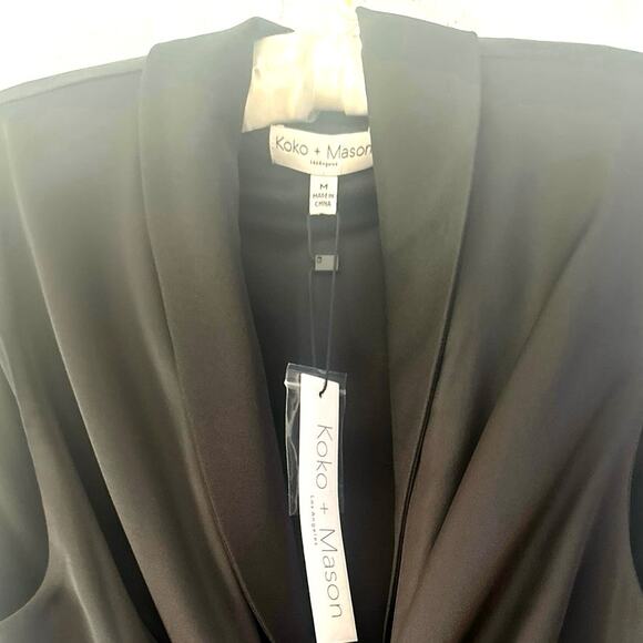 KOKO + MASON Plunge Neck Satin Jumpsuit SzM wedding guest formal event - Picture 4 of 6